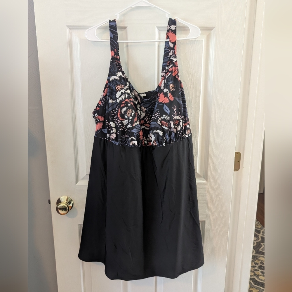 Avenue Black and Pink Floral Dress